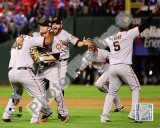 Pablo Sandoval, Freddy Sanchez, Cody Ross, Edgar Renteria, & Juan Uribe Celebrate Game Five of the 