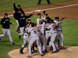 Texas Rangers v. San Francisco Giants, Game 5:  San Francisco Giants celebrate their 3-1 victory