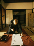 A Zen Abbot Practices Calligraphy in the Daitokuji Temple