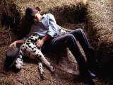 Buy A Young Girl Sleeping in the Hay with Her Pet Dalmatian at AllPosters.com