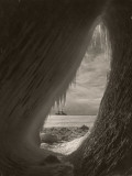 The Sailing Ship Terra Nova Is Framed by an Ice Grotto