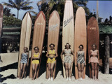 Women Pose in Front of their Surfboards on Waikiki Beach