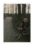 Buy French Woman Sitting on a Park Bench in Early Evening at AllPosters.com