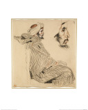Buy Seated Arab, a Chalk Drawing with Watercolour at AllPosters.com