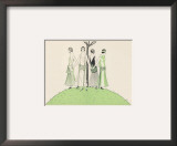 Buy Four Ladies Holding Hands Wear Dresses Influenced by Ancient Egypt at AllPosters.com
