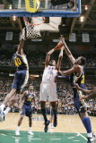 Oklahoma City Thunder v Utah Jazz: Kevin Durant, Jeremy Evans and Al Jefferson