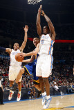 Golden State Warriors v Oklahoma City Thunder: Stephen Curry, Russell Westbrook and Serge Ibaka