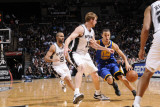 Golden State Warriors v San Antonio Spurs: Stephen Curry and Matt Bonner Photographic Print