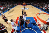 Portland Trail Blazers v Philadelphia 76ers: Elton Brand, LaMarcus Aldridge and Andre Miller Photographic Print