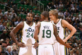 Indiana Pacers v Utah Jazz: Andrei Kirilenko, Raja Bell and Paul Millsap