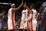 Charlotte Bobcats v Miami Heat: LeBron James, Chris Bosh and Dwyane Wade