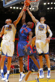 Detroit Pistons v Golden State Warriors: Andris Biedrins, Vladimir Radmanovic and Ben Wallace