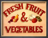 Buy Fruits & Vegetables Sign at AllPosters.com