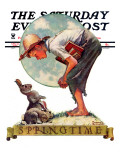Buy "Springtime, 1935 boy with bunny" Saturday Evening Post Cover, April 27,1935 at AllPosters.com