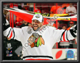 Dustin Byfuglien with Chicago Blackhawks Flag 2010 Stanley Cup Finals
