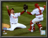 Brad Lidge and Carlos Ruiz celebrate Final Out of the 2008 World Series