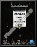 The Pittsburgh Penguins raise their 2008-09 Stanley Cup Champions Banner