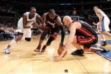 Miami Heat v Washington Wizards: Zydrunas Ilgauskas, Dwyane Wade and Andray Blatche