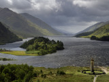 Highlanders' Statue on the Edge of Loch Shiel During a Rain Storm