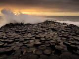 Surf Crashes onto the  Giant's Causeway Rocks