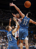 Minnesota Timberwolves v Oklahoma City Thunder: Russell Westbrook, Luke Ridnour and Darko Milicic