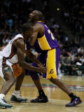 Los Angeles Lakers v Milwaukee Bucks: Luc Richard Mbah a Moute and Kobe Bryant