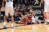 Portland Trail Blazers v San Antonio Spurs: Tim Duncan and Joel Przybilla