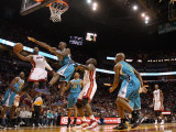 New Orleans Hornets v Miami Heat: Dwyane Wade and Emeka Okafor