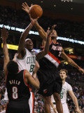 Portland Trail Blazers v Boston Celtics: Marquis Daniels, Marcus Camby and Patrick Mills