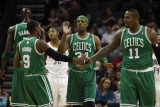 Buy Boston Celtics v Charlotte Bobcats: Paul Pierce, Rajon Rondo and Glen Davis at AllPosters.com