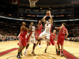 Houston Rockets v Toronto Raptors: Linas Kleiza and Brad Miller