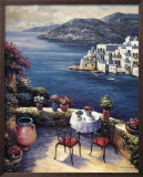 Mediterranean Vistas w Black Chairs