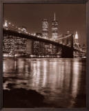 Buy Night View of Brooklyn Bridge and Manhattan Skyline at AllPosters.com