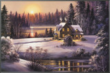 Winter Sunset Framed Canvas Print