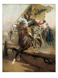Hussar with the Austrian Flag