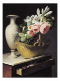Bouquet of Lilies and Roses in a Basket