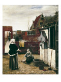 A Woman and Her Maid in a Courtyard