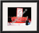 The Detroit Red Wings with the 2007-08 Stanley Cup Championship Banner