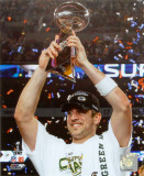 Aaron Rodgers Celebrating with Lombardi Trophy after winning Super Bowl XLV