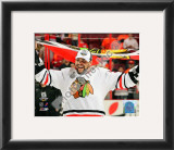 Dustin Byfuglien with Chicago Blackhawks Flag 2010 Stanley Cup Finals