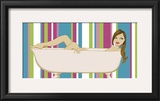 Girl in Bathtub with Stripes