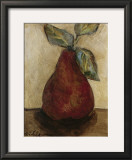 Red Pear on Beige Framed Art Print