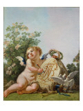 Buy Cupid Commemorating a Marriage by Incising on a A Tablet the Interlaced Initials Ft and Rc, 1797 at AllPosters.com