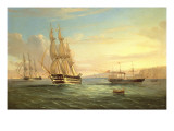 Ship from a British Squadron and Other Craft Underway in the Western Reaches of the Bay of Naples