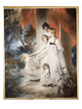 Portrait of Mrs Ayscoghe Boucherett with Her Two Eldest Children, Emilia and Ayscoghe Giclee Print