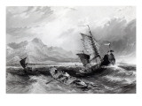 Buy Termination of the Great Wall of China, Gulf of Pecheli, from 'China in a Series of Views' at AllPosters.com