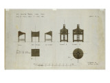 Designs for Writing Desks Shown in Front and Side Elevations, for the Ingram Street Tea Rooms, 1909