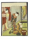 Buy Figures in an Interior, a Courtesan Looking at Her Shinzo Who Is Reading a Love Letter at AllPosters.com