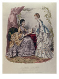 Fashion Plate Showing Ladies in Dresses Designed by Mme Breant-Castel and Looking at Photo Albums