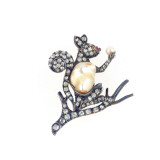 Buy An Antique Baroque Cultured Pearl, Old European-Cut Diamond and Ruby Brooch Designed as a Squirrel at AllPosters.com
